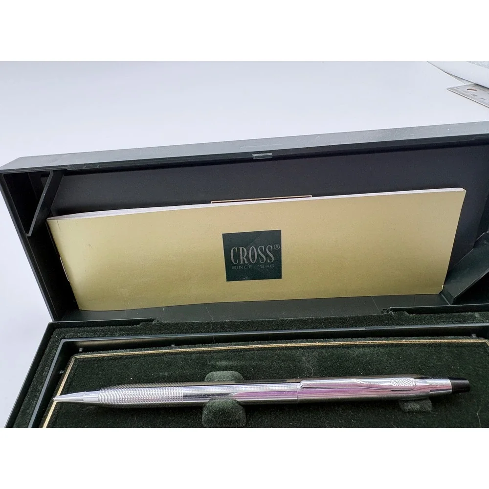 Vintage Cross Classic Century Lustrous Chrome Mechanical Pencil Pinstripe